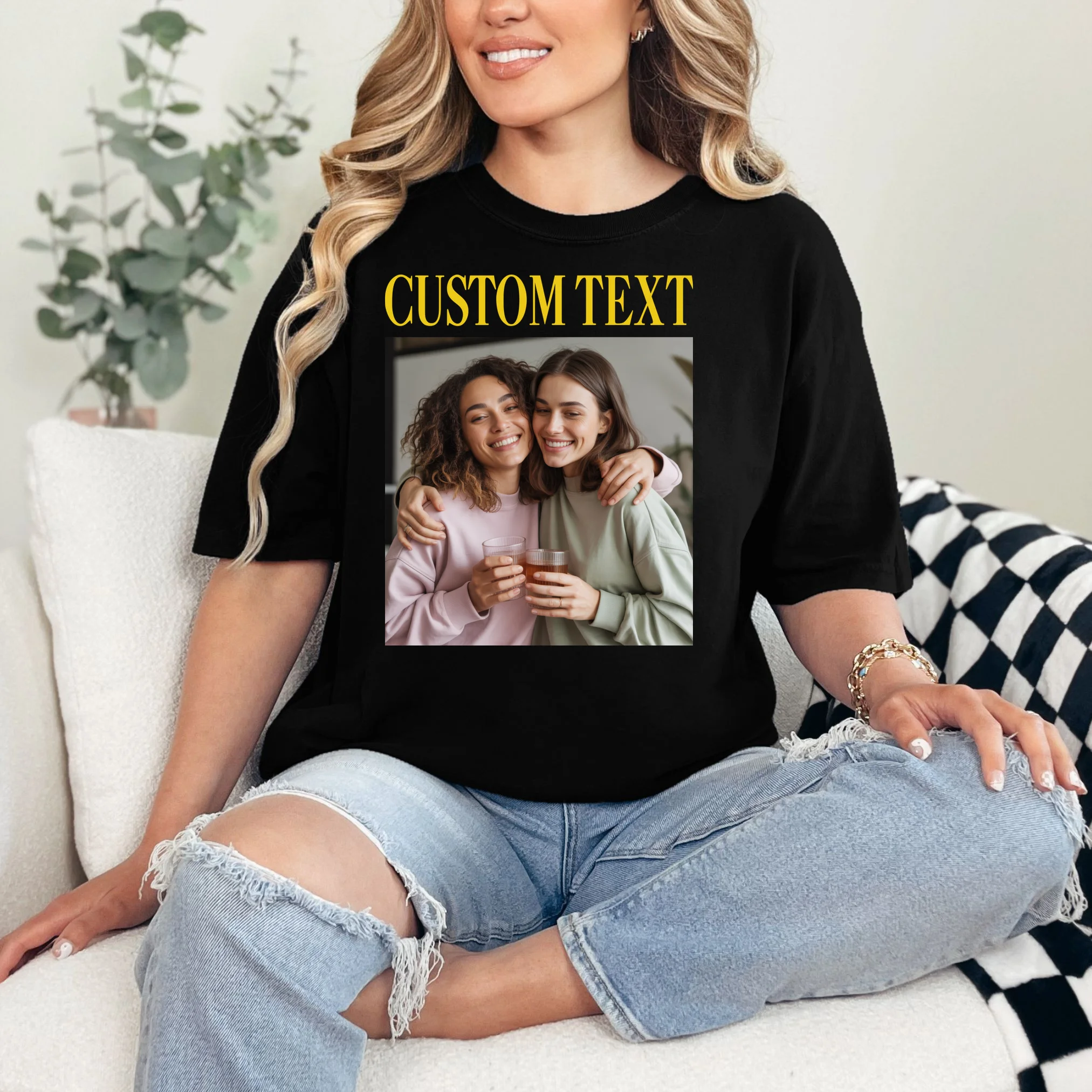 Custom Text And Image Cozy Personalized T-Shirt - Front 1