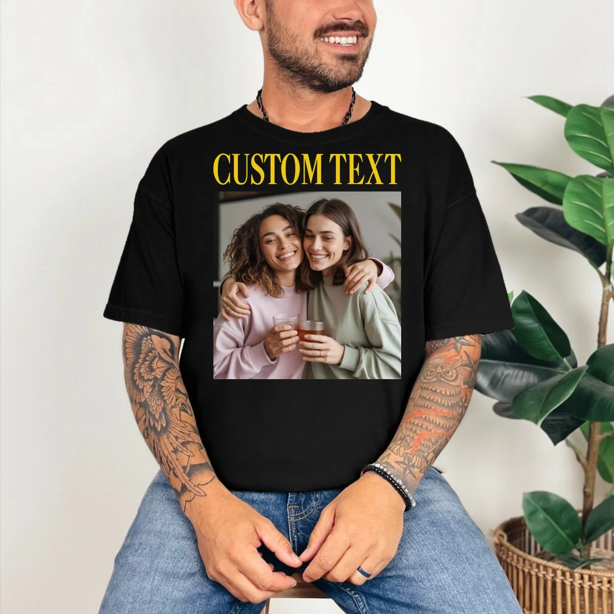 Custom Text And Image Cozy Personalized T-Shirt - Front 2