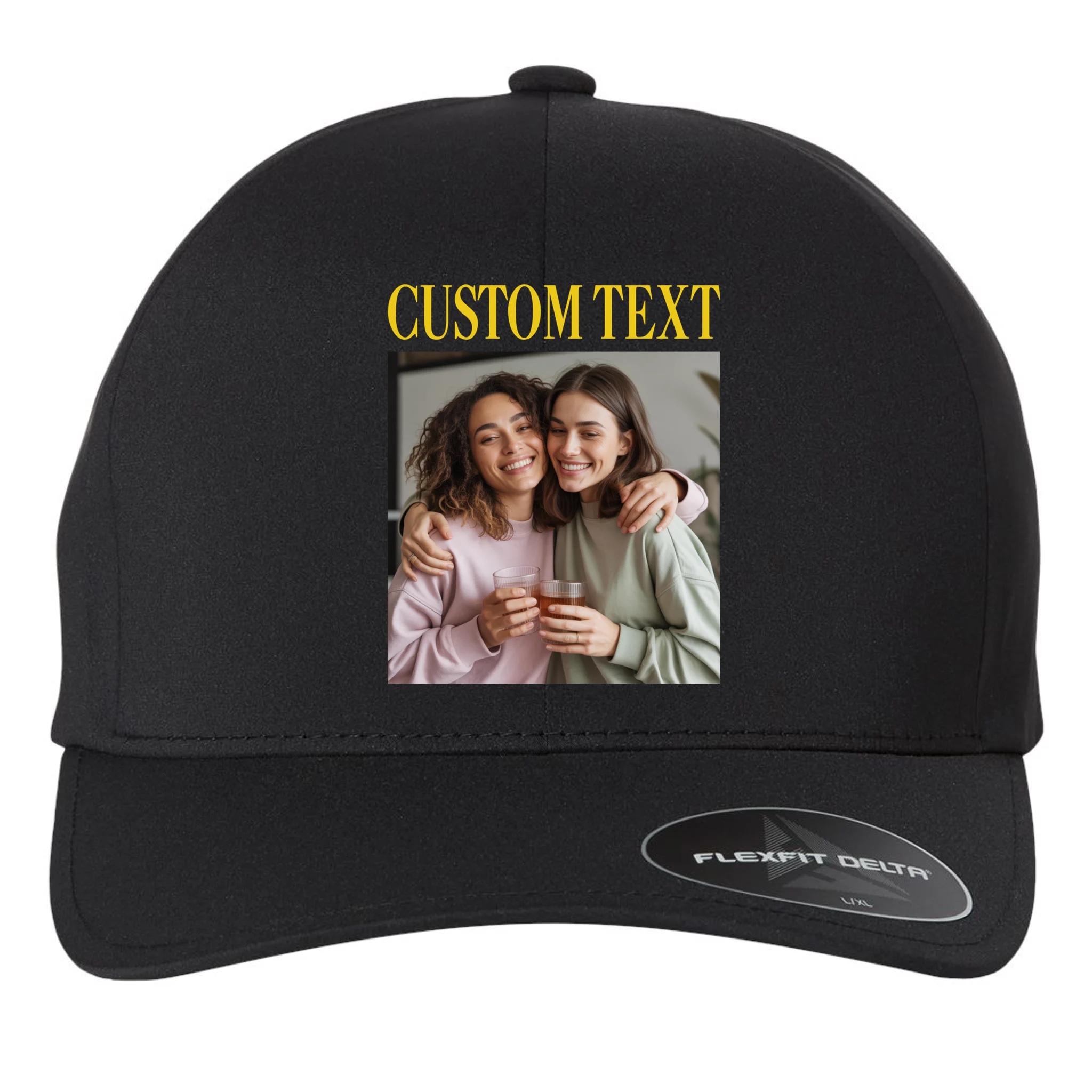Custom Text And Image Cozy Personalized Flexfit Men's Snapback Hat - Front