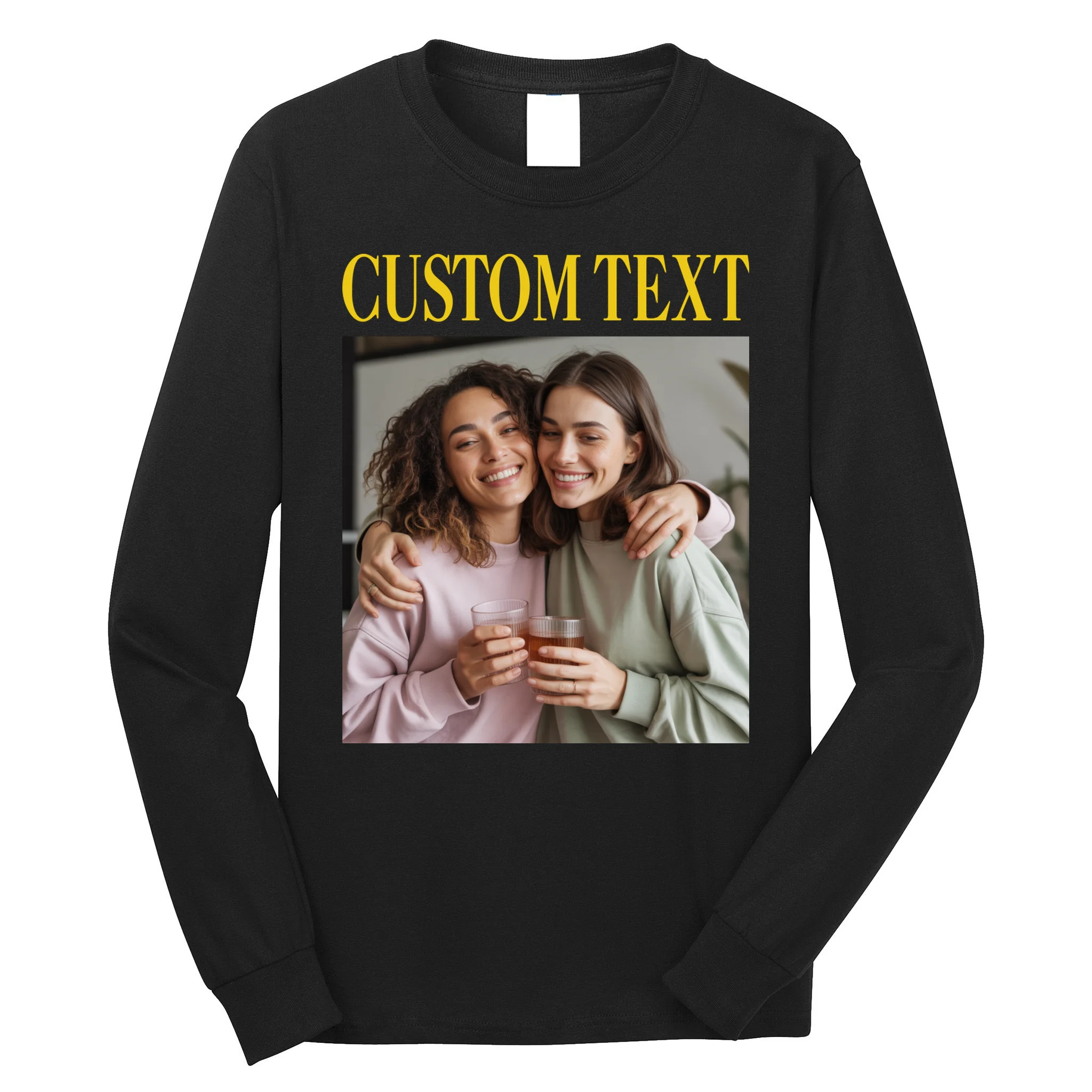 Custom Text And Image Cozy Personalized Men's Long Sleeve Shirt Front