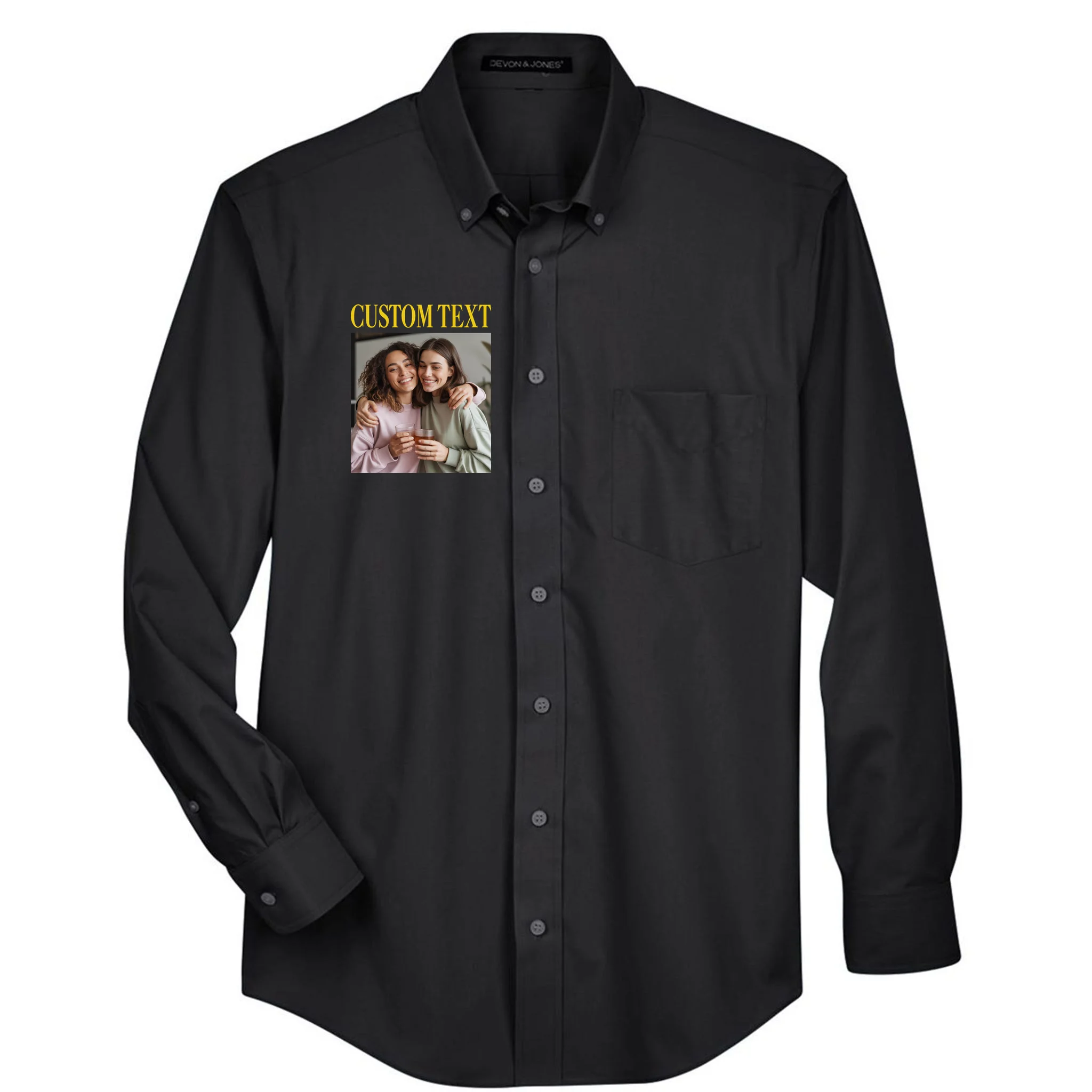 Custom Text And Image Cozy Personalized Men's Button Up - Front