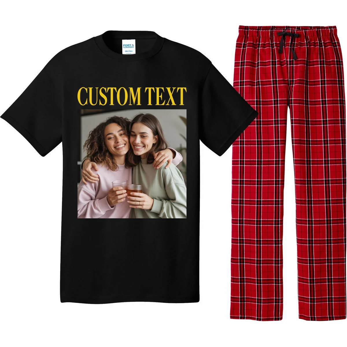 Custom Text And Image Cozy Personalized Pajama Set - Front