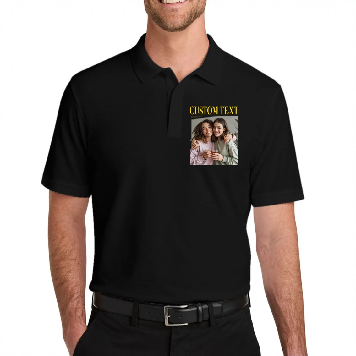 Custom Text And Image Cozy Personalized Men's Polo - Front 1