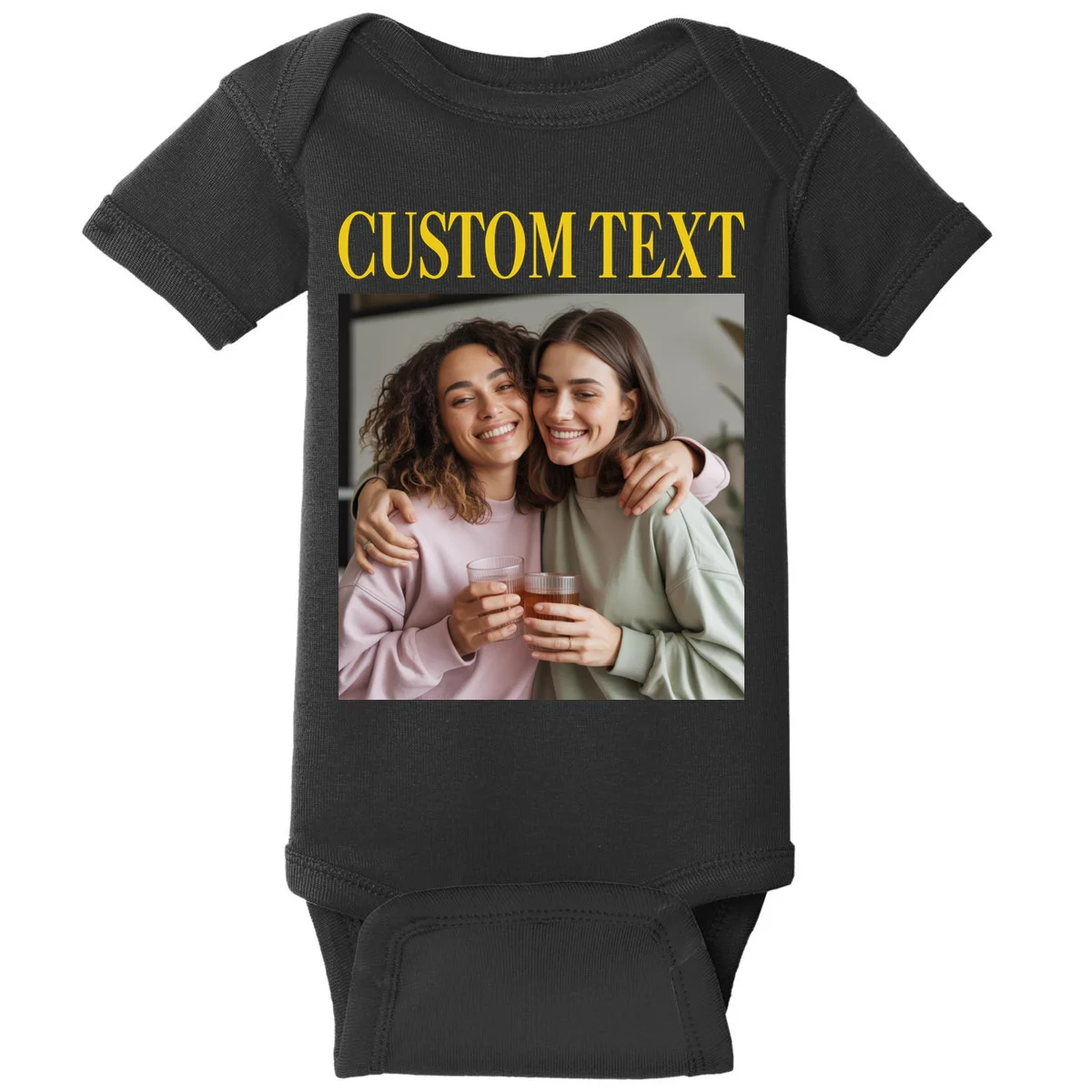 Custom Text And Image Cozy Personalized Baby Bodysuit - Front