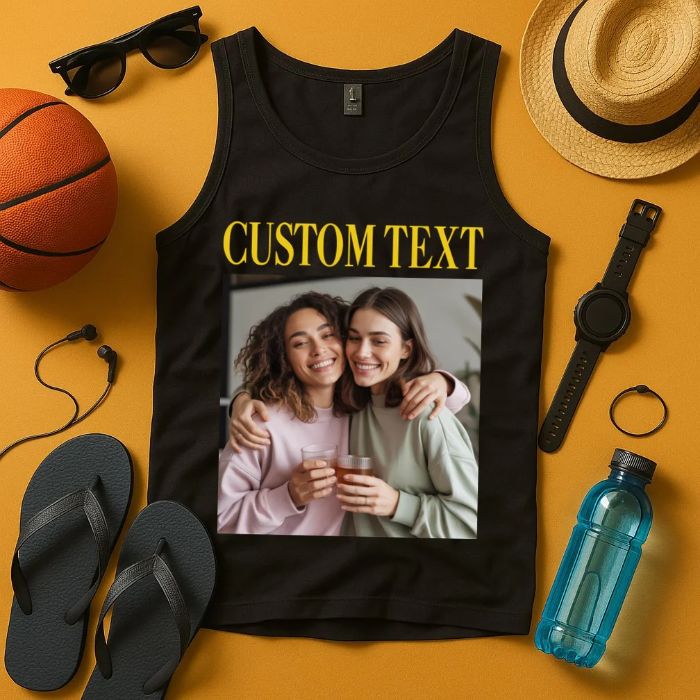 Custom Text And Image Cozy Personalized Tank Top - Front 3