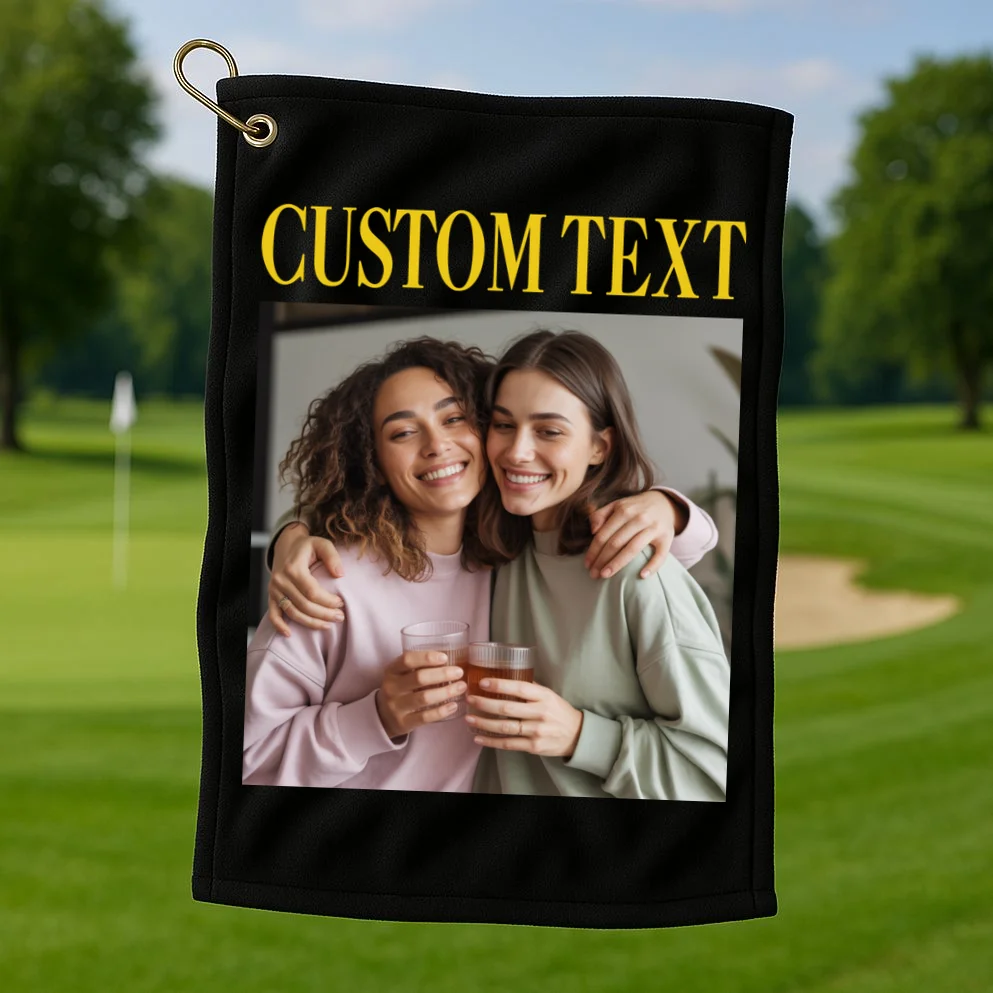 Custom Text And Image Cozy Personalized Golf Towel - Front 1