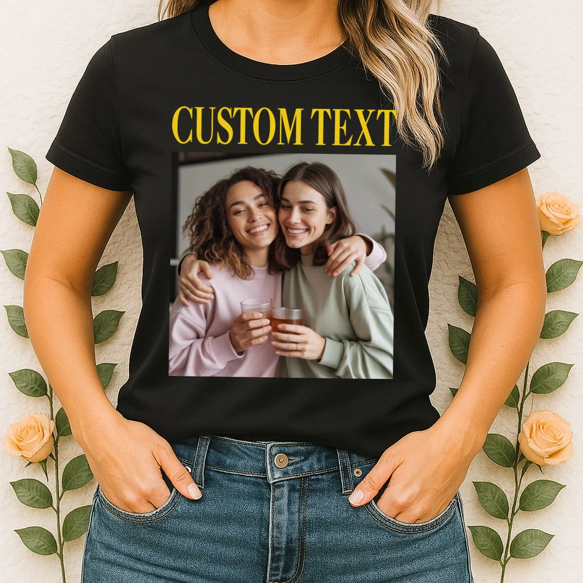 Custom Text And Image Cozy Personalized Women's T-Shirt - Front 1