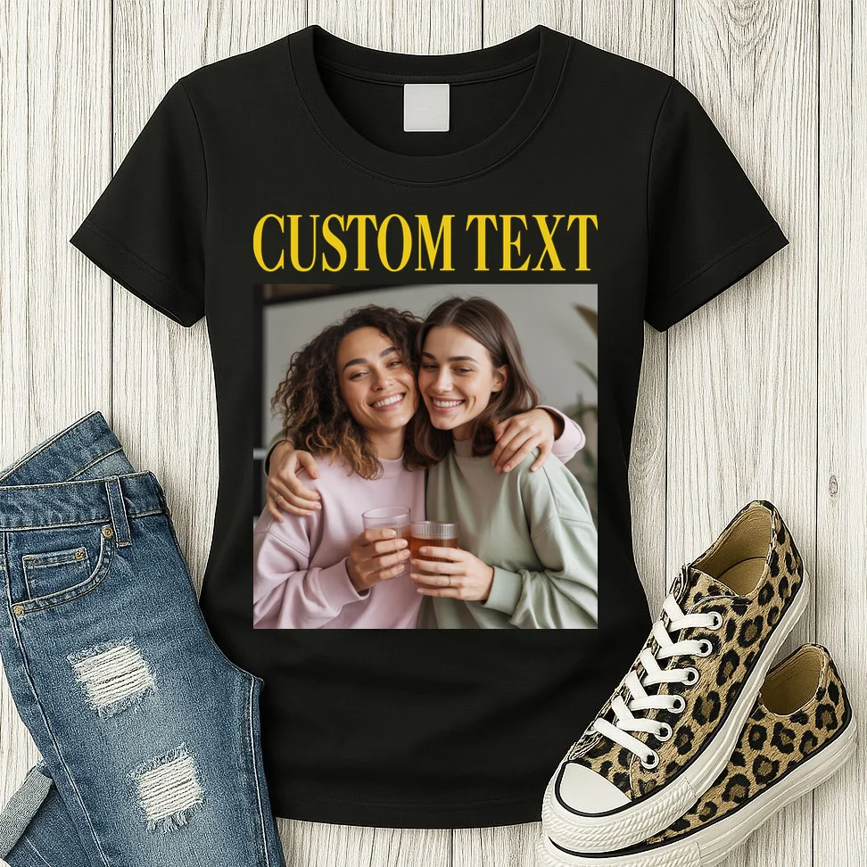 Custom Text And Image Cozy Personalized Women's T-Shirt - Front 2