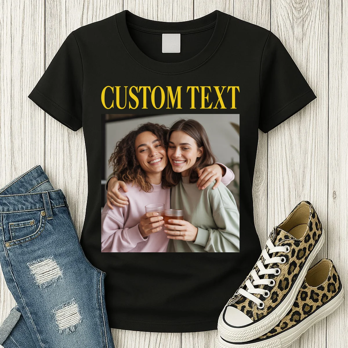 Custom Text And Image Cozy Personalized Women's T-Shirt - Front 2