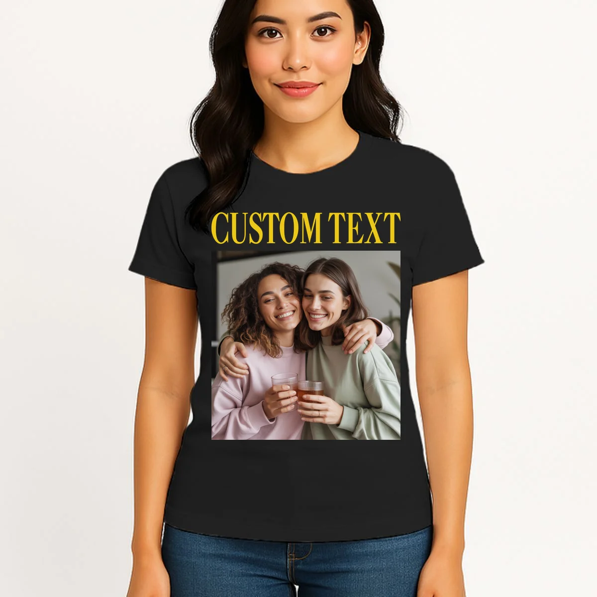 Custom Text And Image Cozy Personalized Women's T-Shirt - Front 3