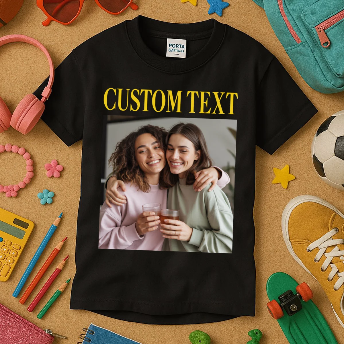 Custom Text And Image Cozy Personalized Kids T-Shirt - Front 2