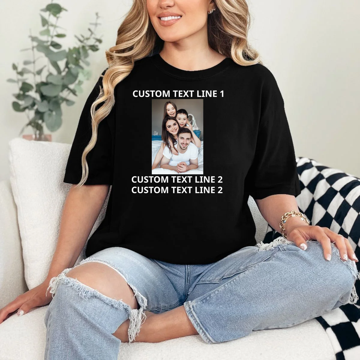 Custom Text And Photo Personalized T-Shirt - Front 1