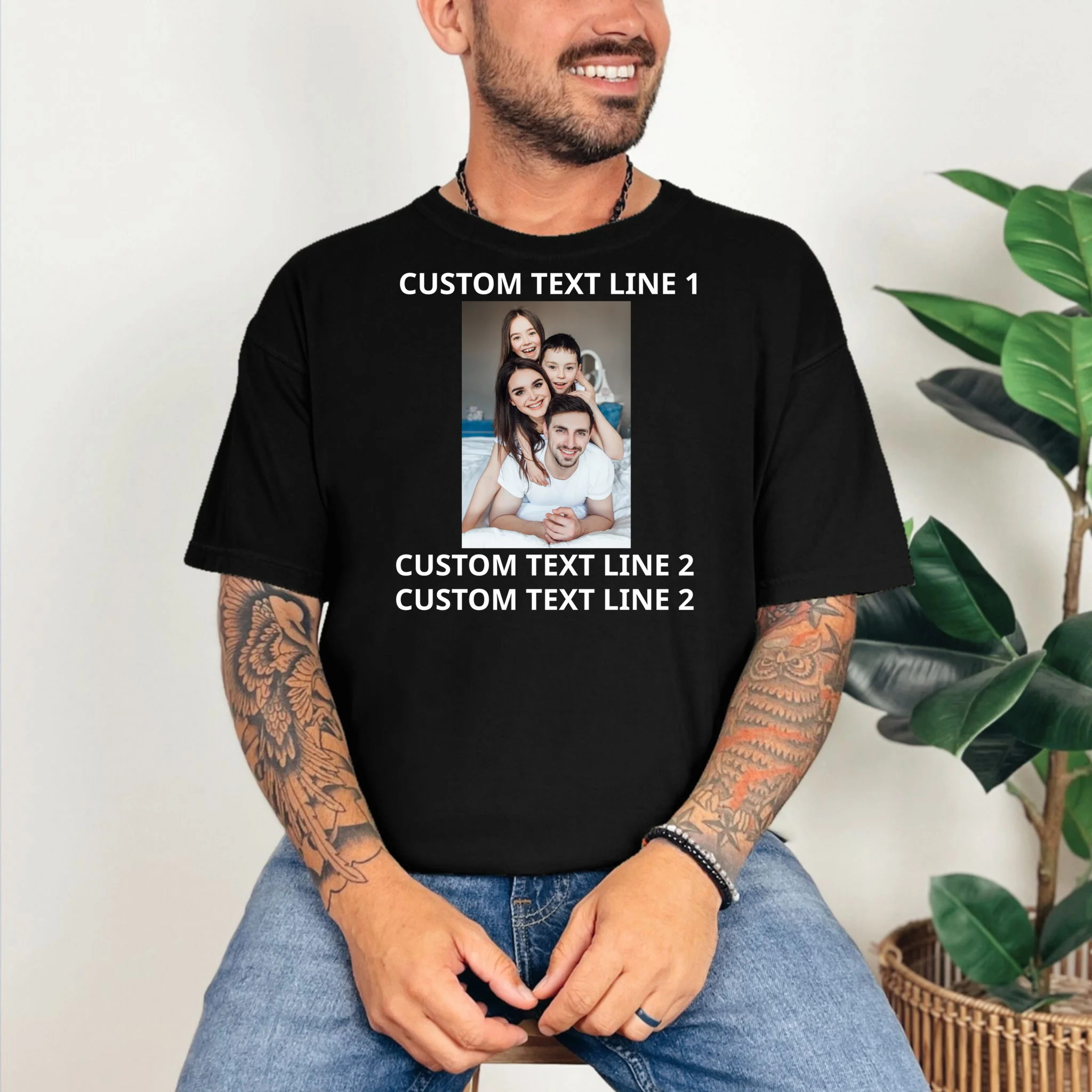 Custom Text And Photo Personalized Comfort Colors Unisex T-Shirt - Front 2