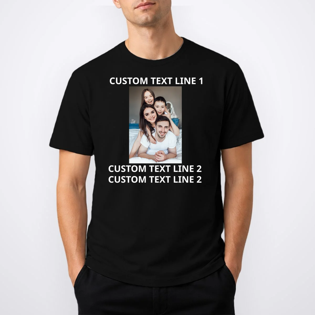 Custom Text And Photo Personalized Men's T-Shirt - Front 1