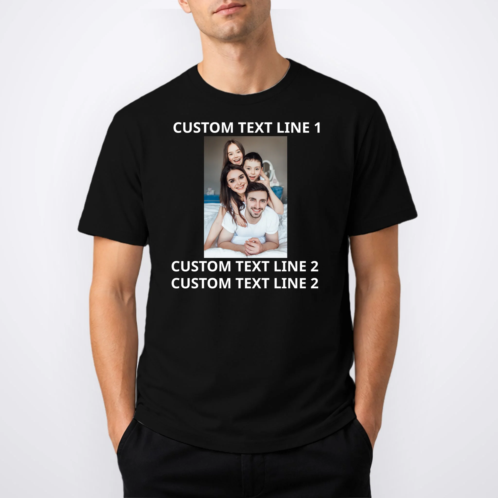 Custom Text And Photo Personalized Men's T-Shirt - Front 1