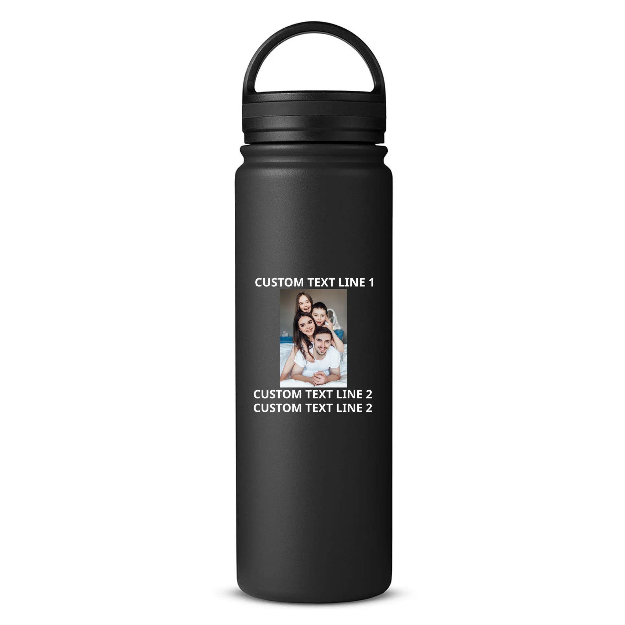 Custom Text And Photo Personalized 24oz Water Bottle - Front
