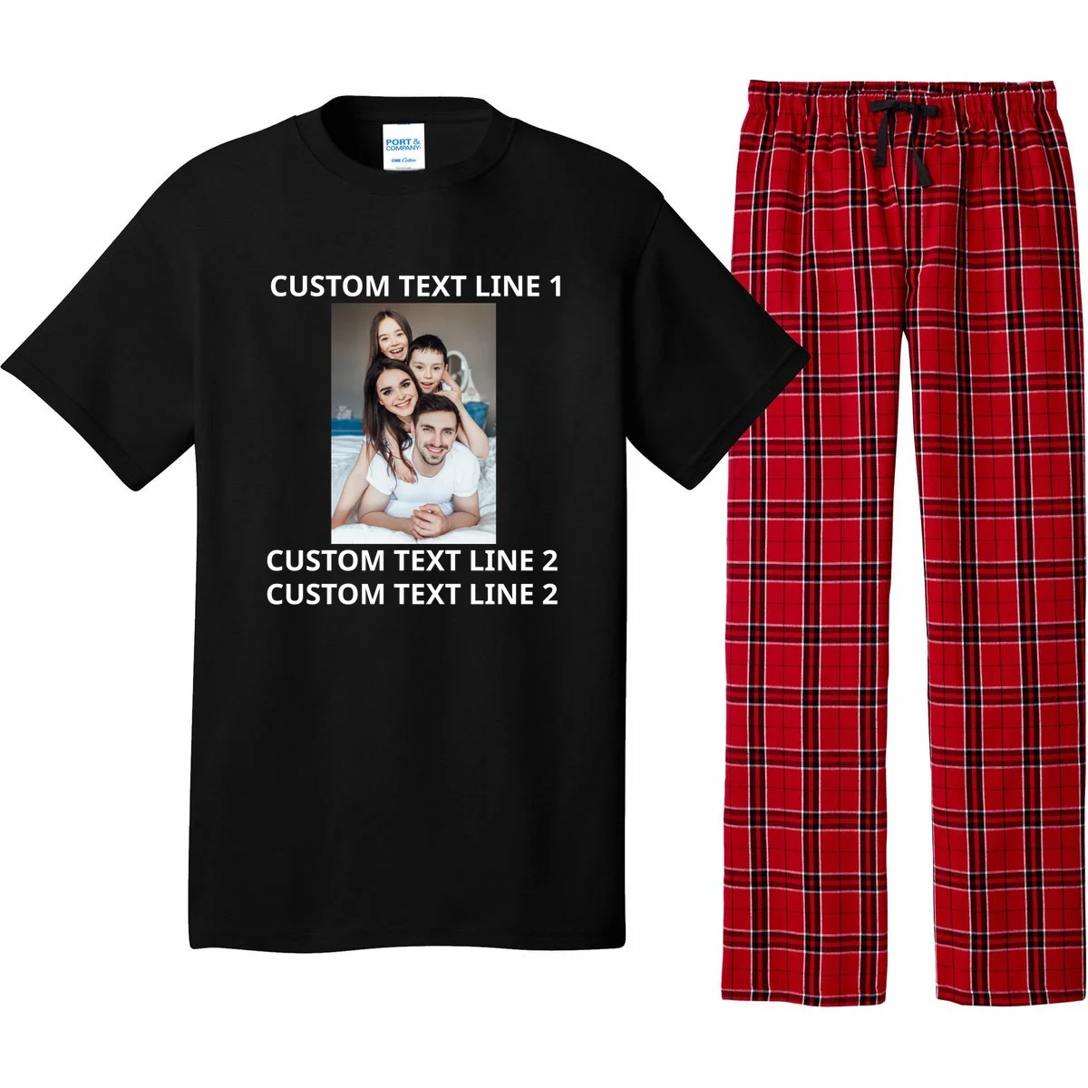 Custom Text And Photo Personalized Pajama Set - Front