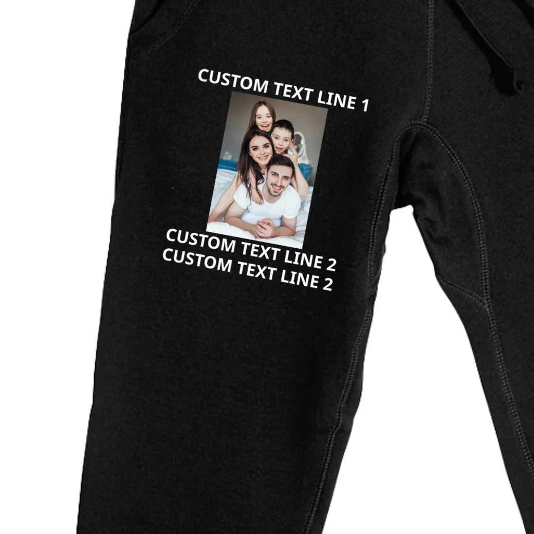 Custom Text And Photo Personalized Men's Sweatpants - Front - Close-up
