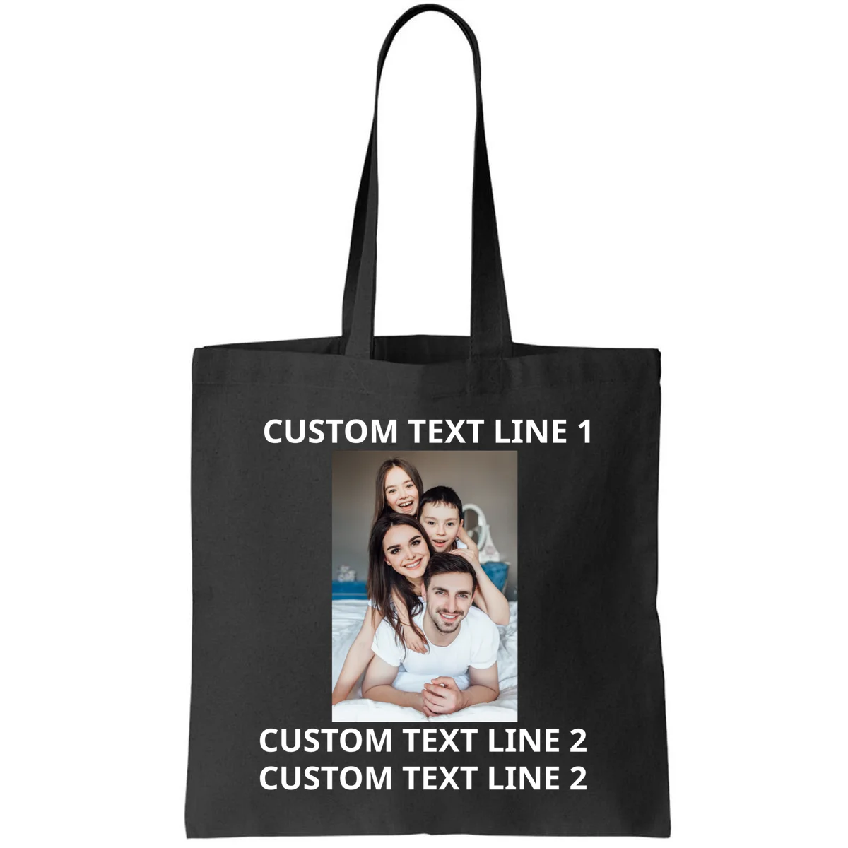 Custom Text And Photo Personalized Tote Bag - Front