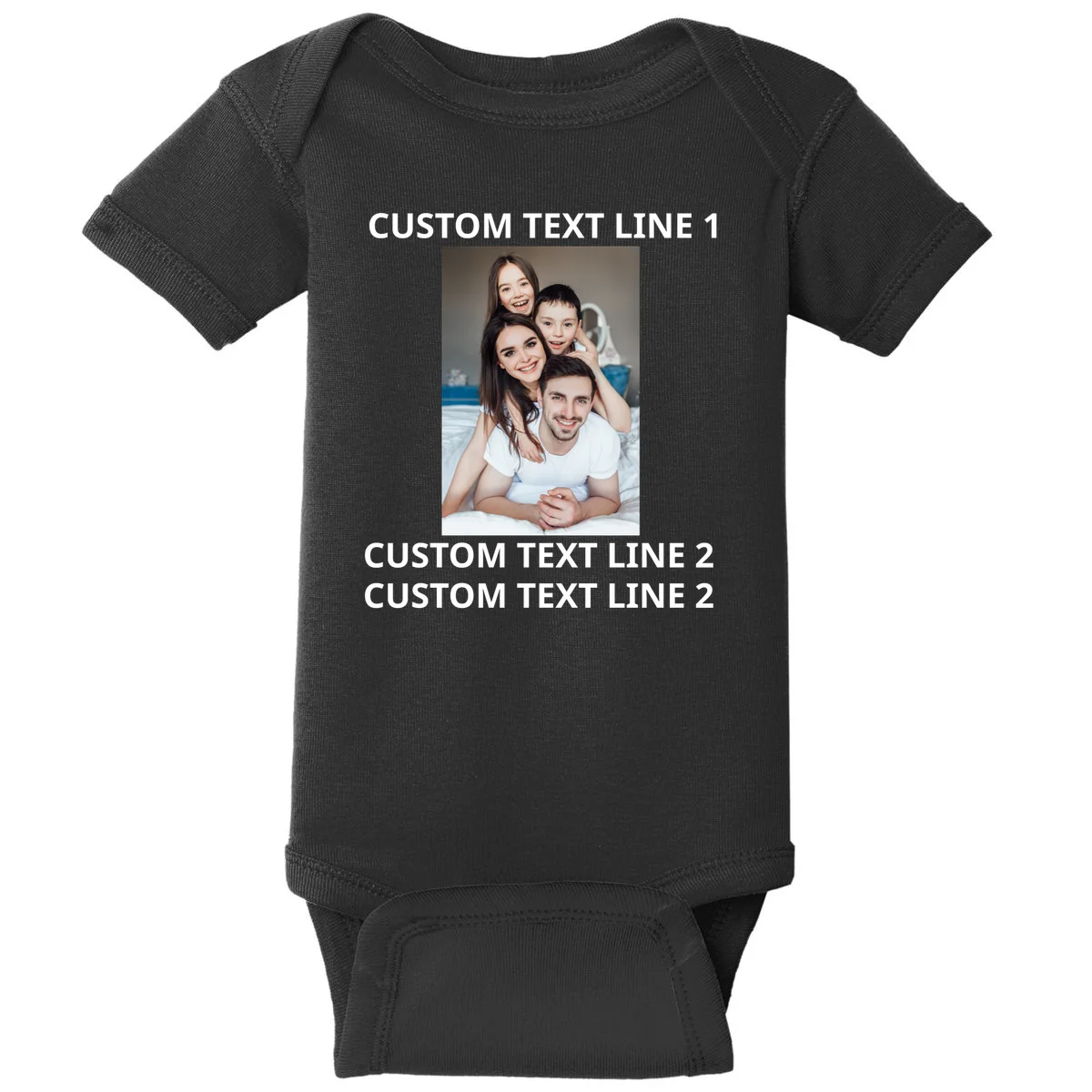 Custom Text And Photo Personalized Baby Bodysuit - Front