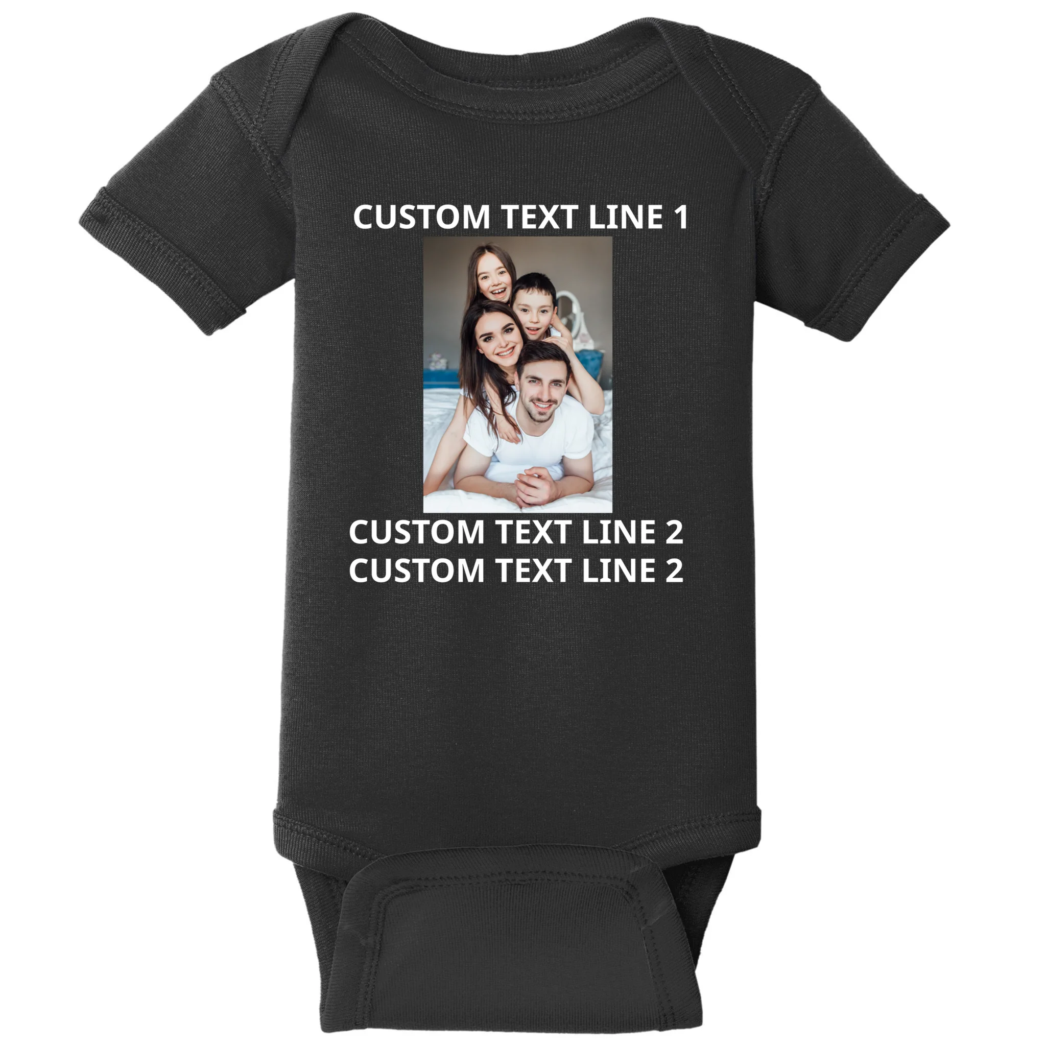 Custom Text And Photo Personalized Baby Bodysuit - Front