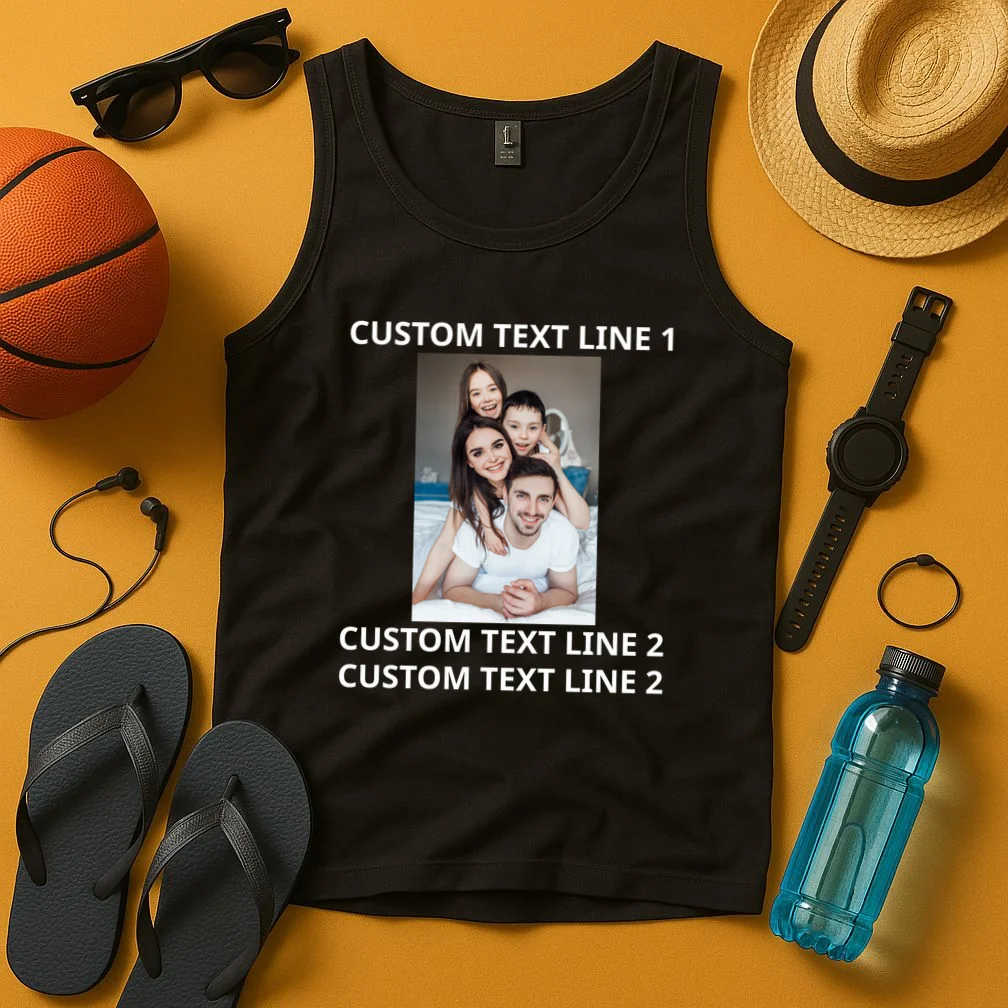 Custom Text And Photo Personalized Tank Top - Front 3