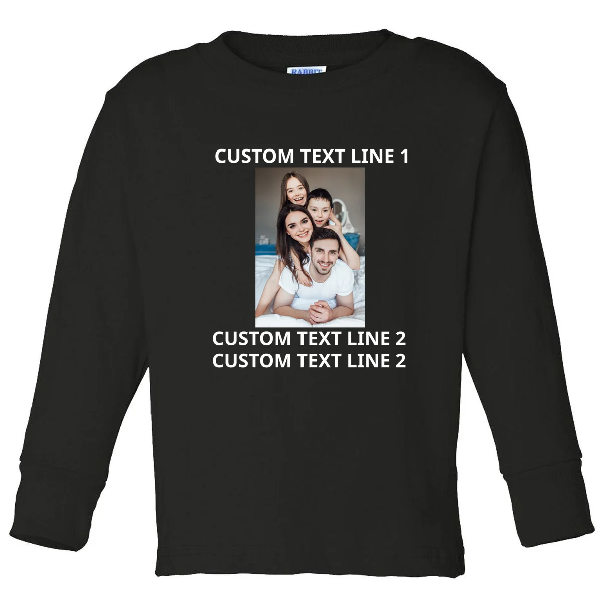 Custom Text And Photo Personalized Toddler Long Sleeve Shirt - Front