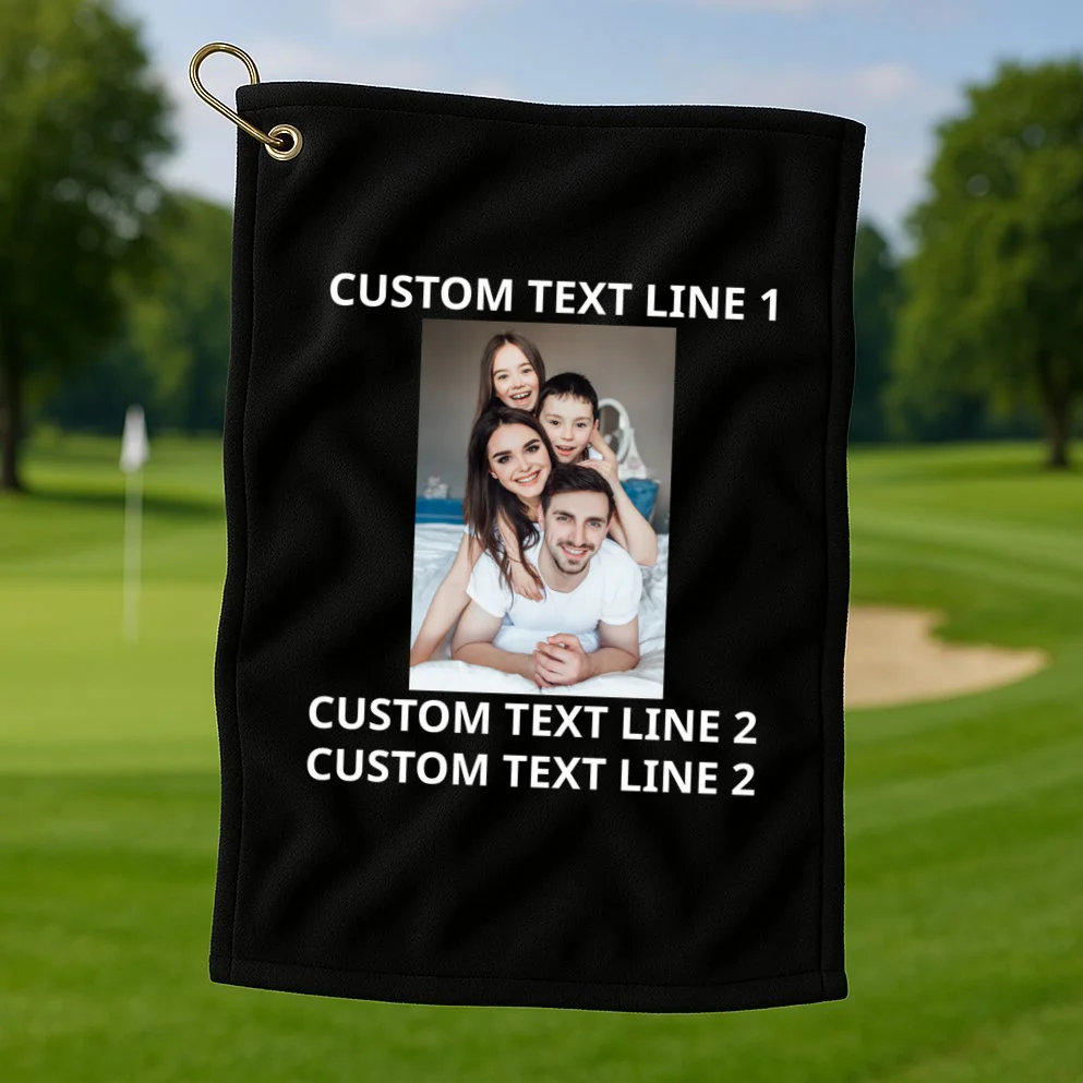 Custom Text And Photo Personalized Golf Towel - Front 1
