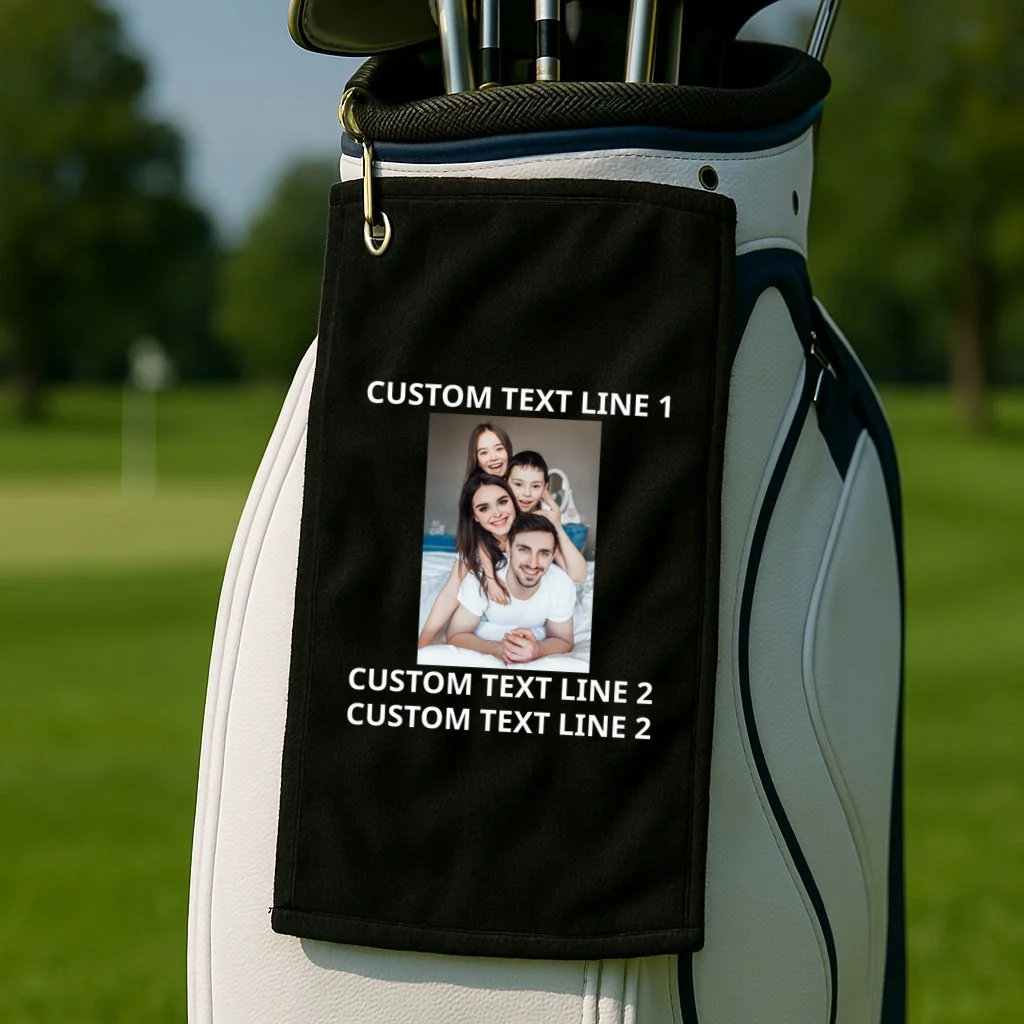 Custom Text And Photo Personalized Golf Towel - Front 2