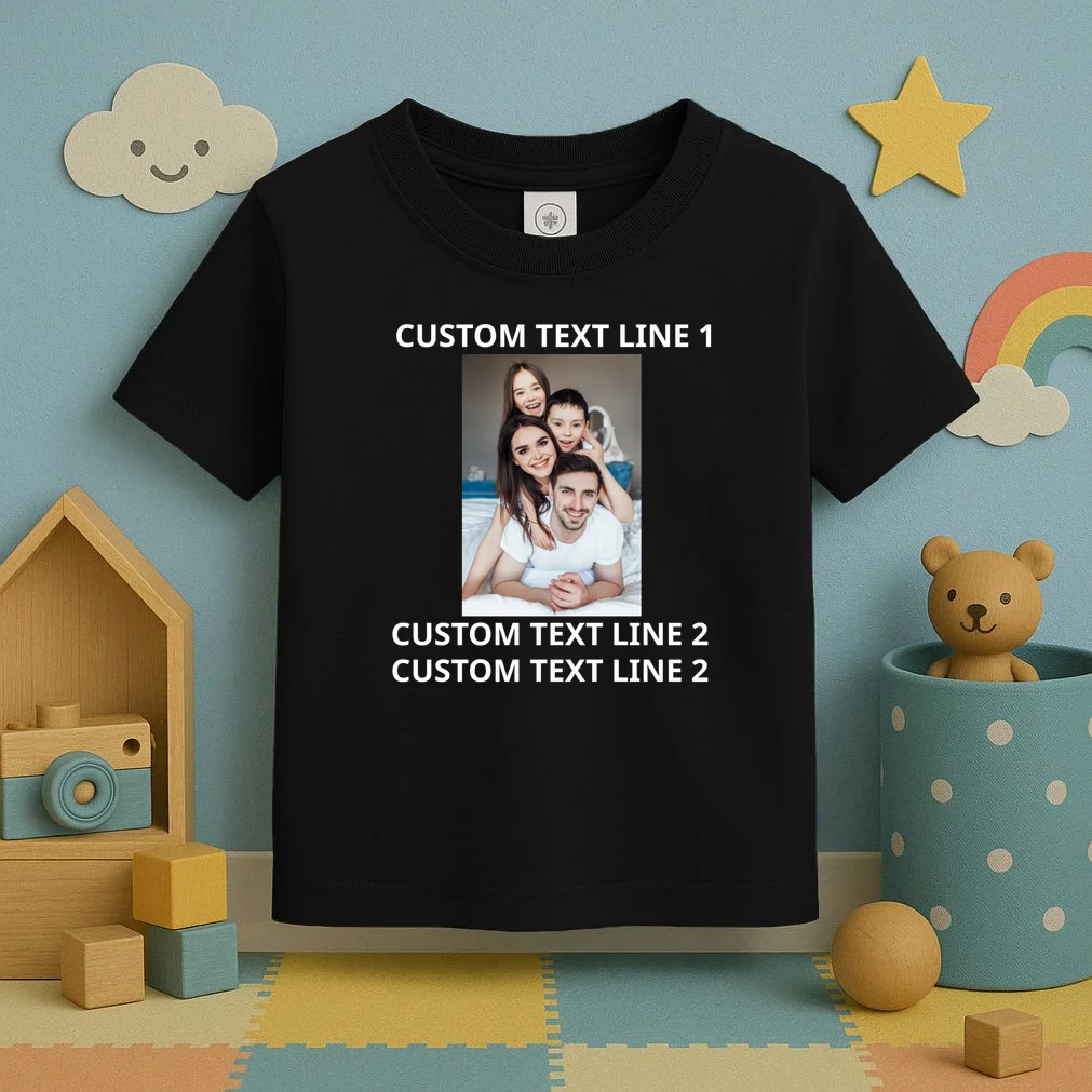 Custom Text And Photo Personalized Toddler T-Shirt - Front 2