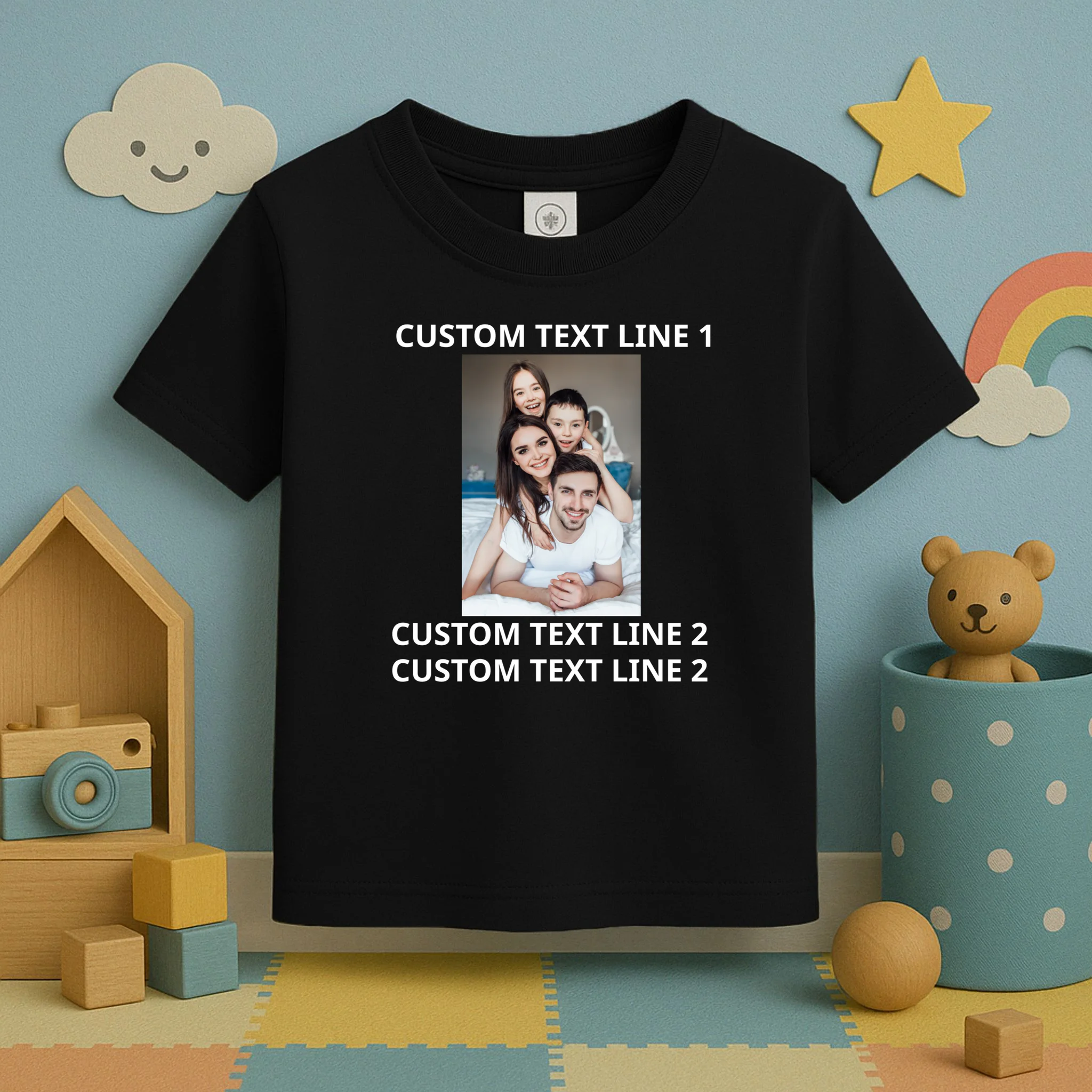 Custom Text And Photo Personalized Toddler T-Shirt - Front 2