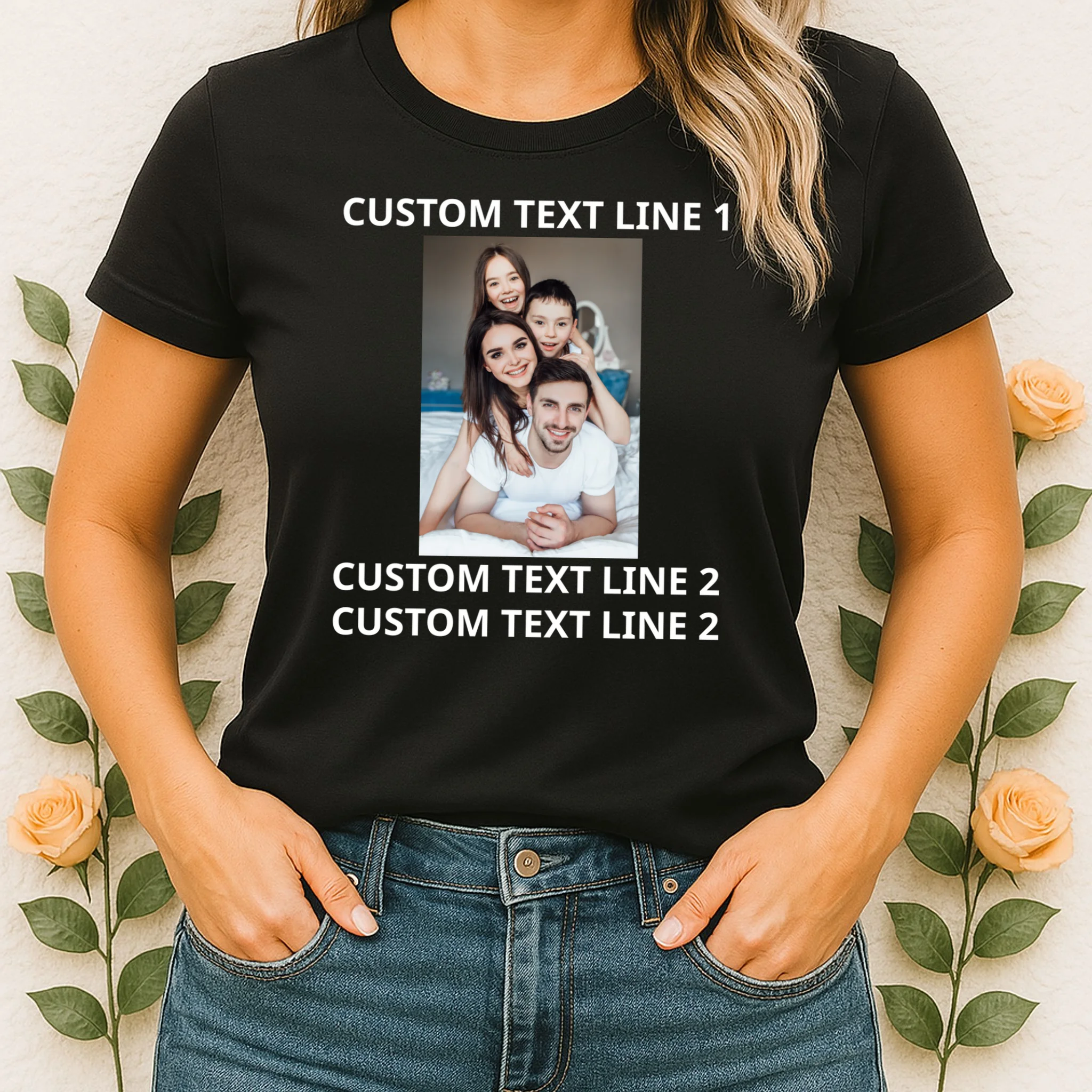 Custom Text And Photo Personalized Women's T-Shirt - Front 1