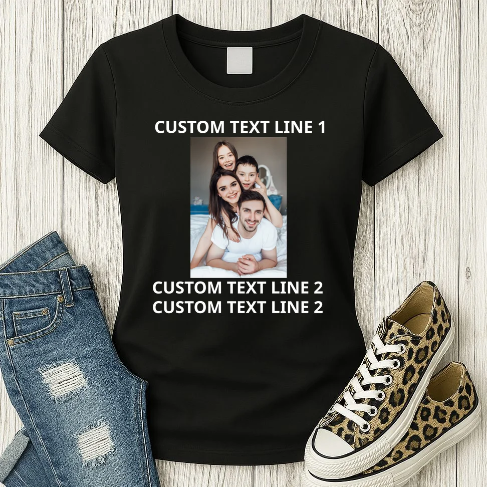 Custom Text And Photo Personalized Women's T-Shirt - Front 2