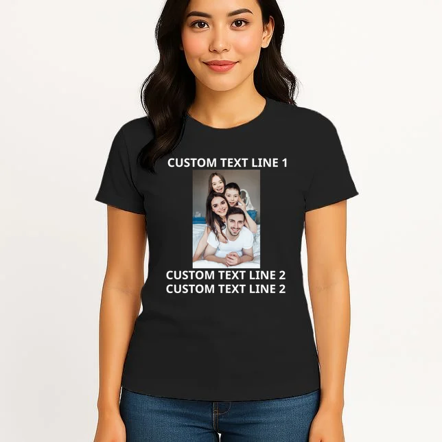 Custom Text And Photo Personalized Women's T-Shirt - Front 3