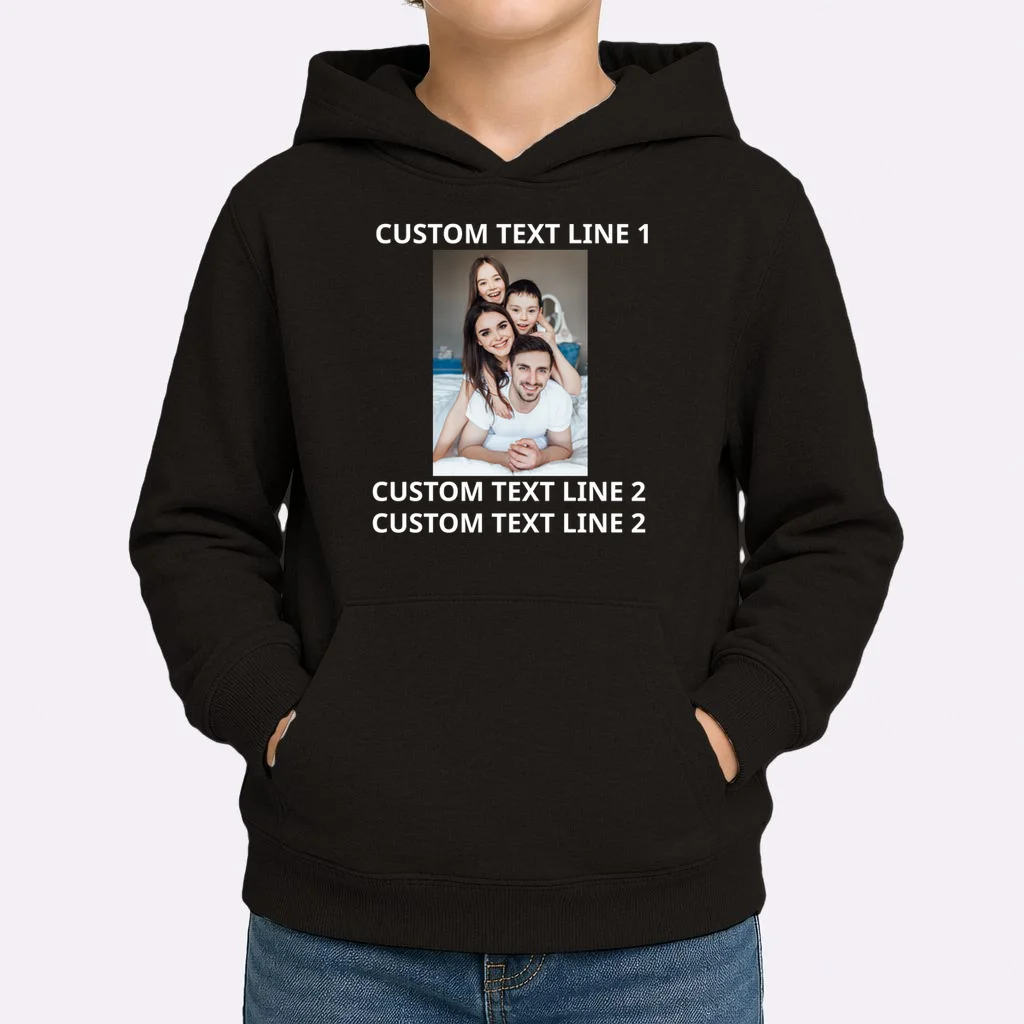 Custom Text And Photo Personalized Kids Hoodie - Front 1