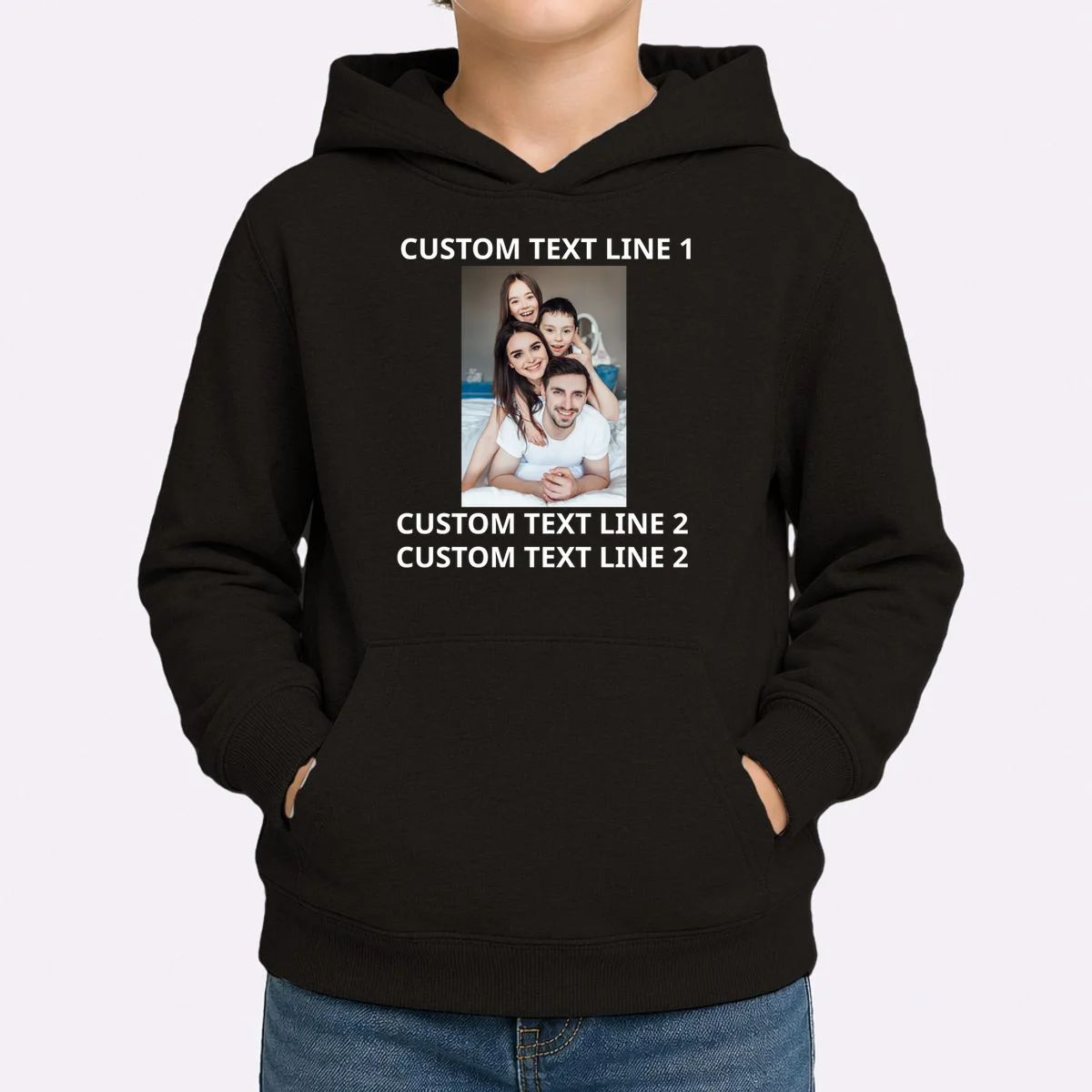 Custom Text And Photo Personalized Kids Hoodie - Front 1