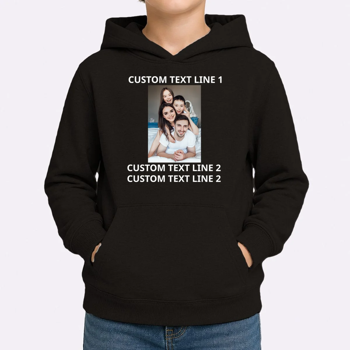 Custom Text And Photo Personalized Kids Hoodie - Front 1