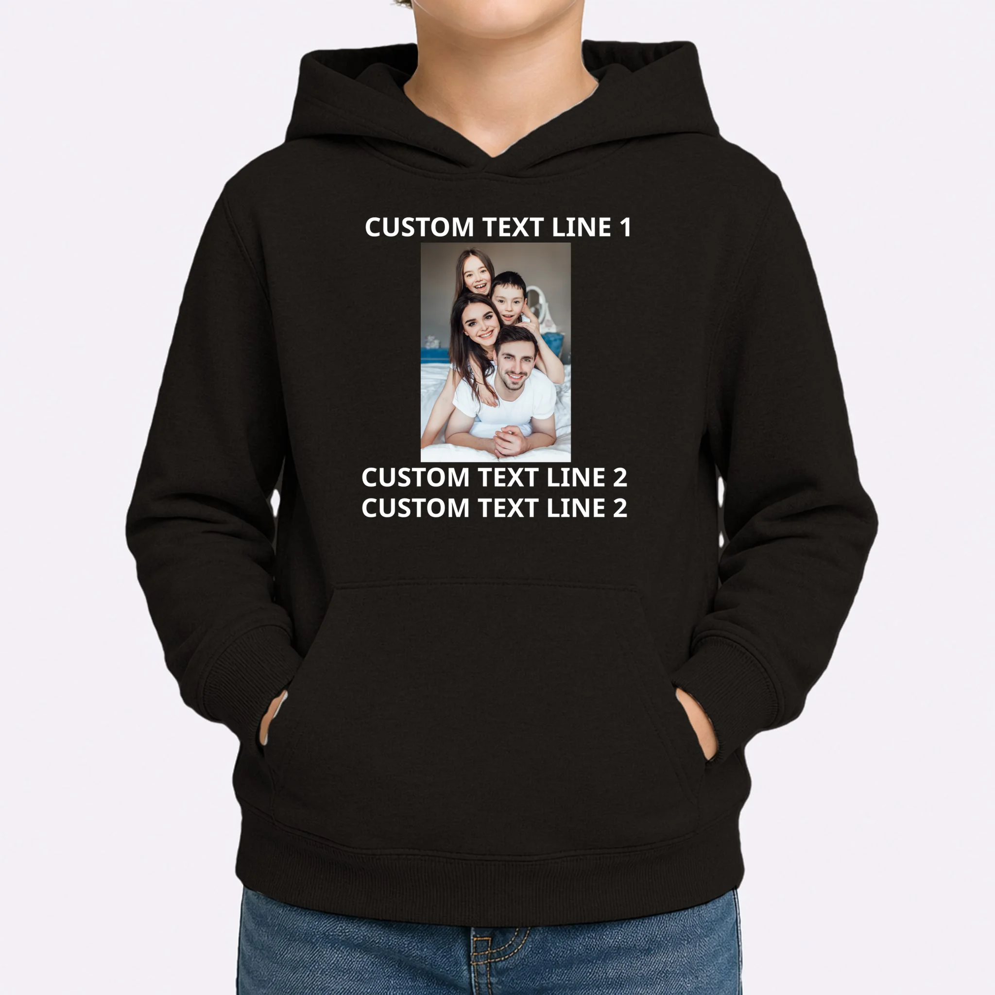 Custom Text And Photo Personalized Kids Hoodie - Front 1