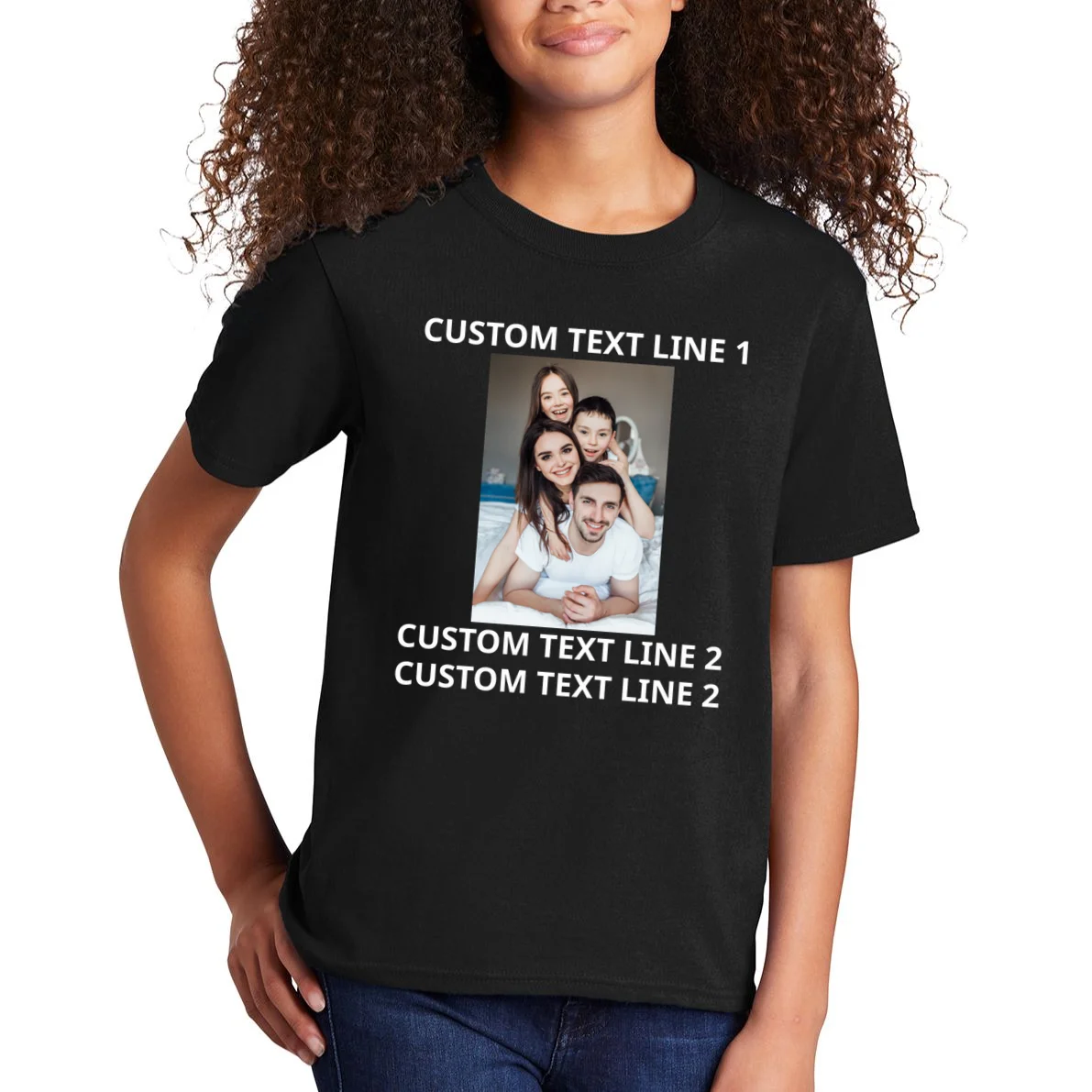 Custom Text And Photo Personalized Kids T-Shirt - Front 1