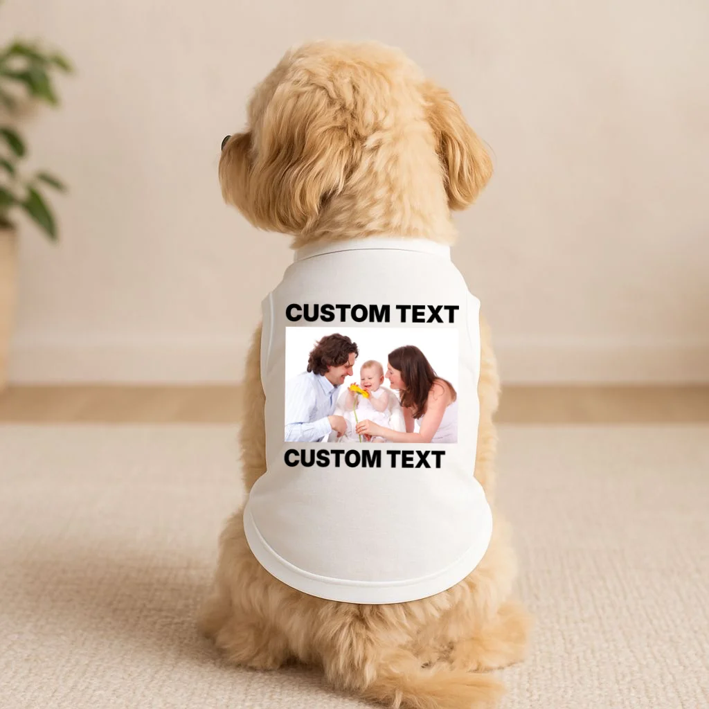 Custom Text Design or Photo Personalized Doggie Tank - Front 1