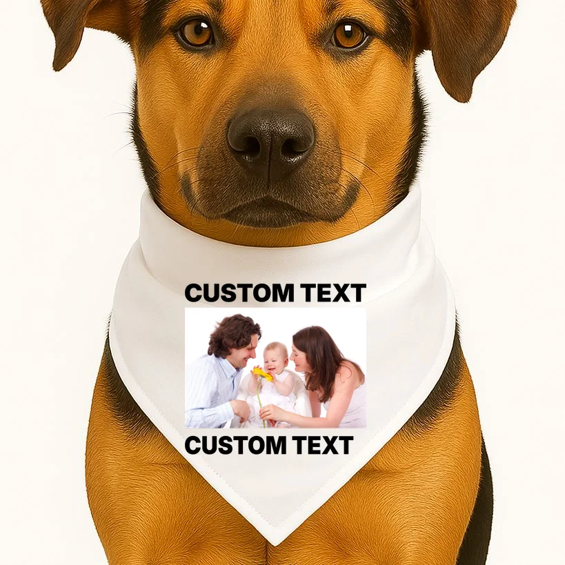 Custom Text Design or Photo Personalized Dog Bandana - Front 1