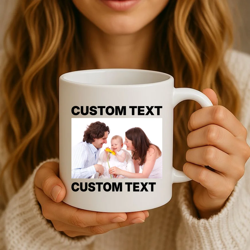 Custom Text Design or Photo Personalized Coffee Mug - Front 2