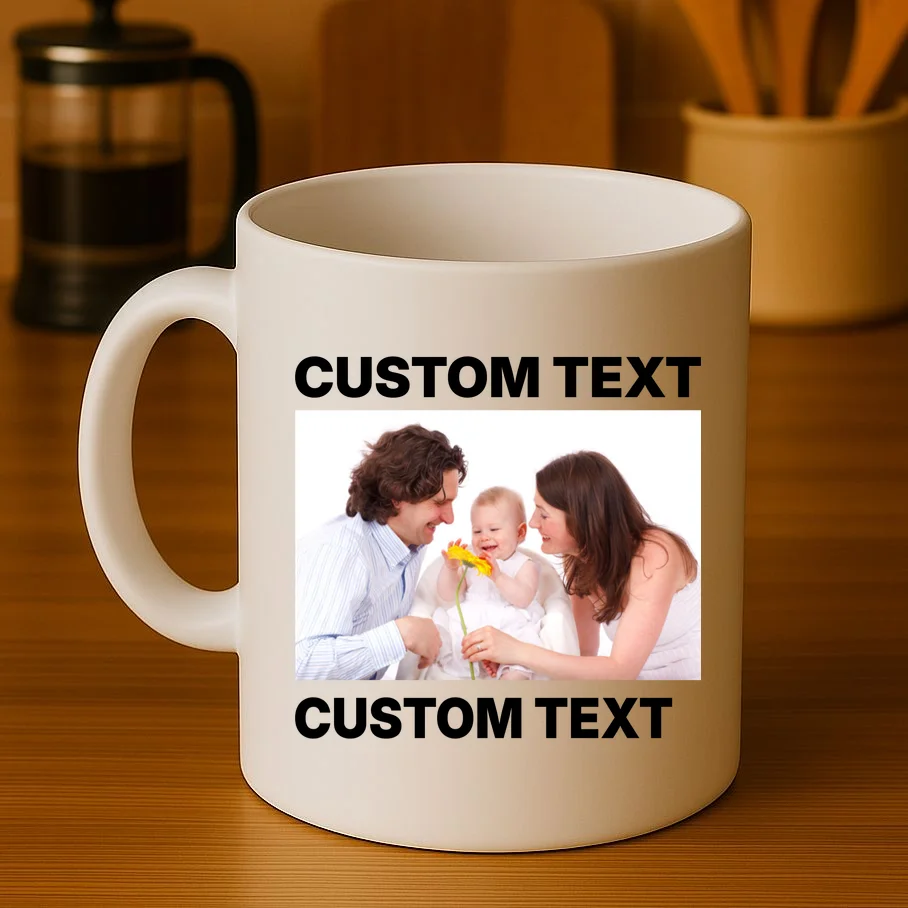 Custom Text Design or Photo Personalized Coffee Mug - Front 3