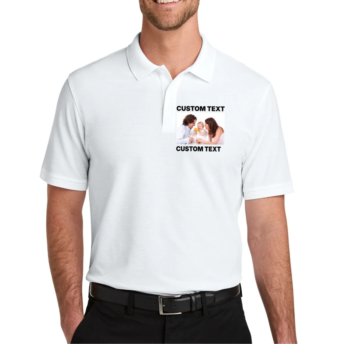 Custom Text Design or Photo Personalized Men's Polo - Front 1