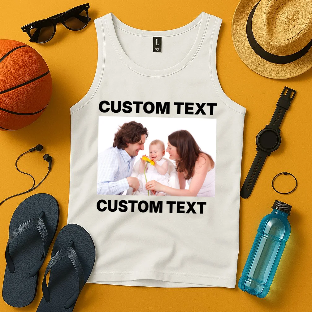 Custom Text Design or Photo Personalized Tank Top - Front 3