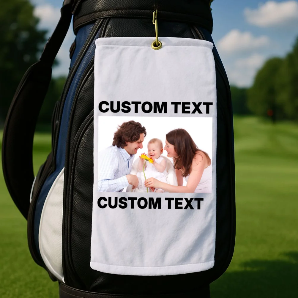 Custom Text Design or Photo Personalized Golf Towel - Front 2
