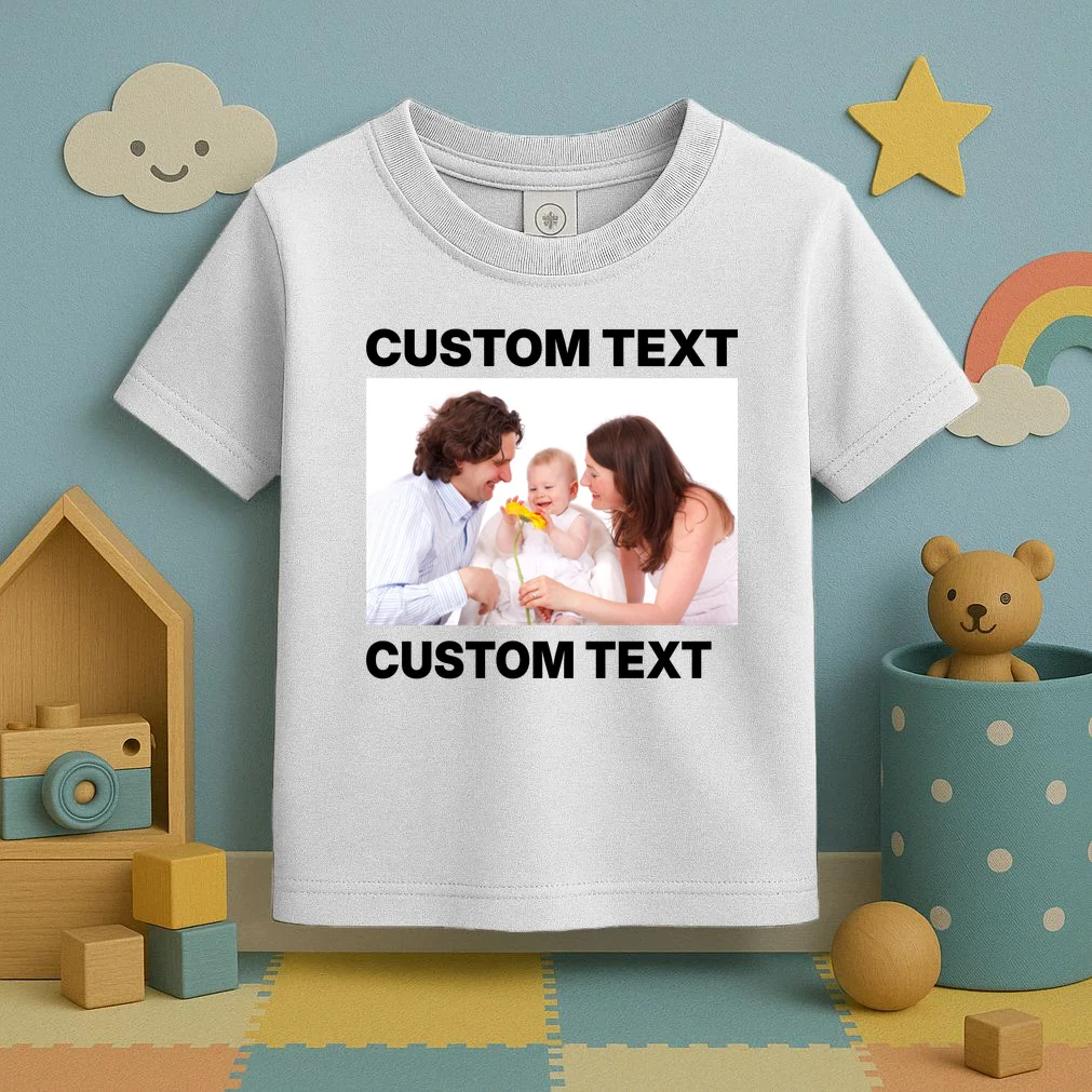 Custom Text Design or Photo Personalized Toddler T-Shirt - Front 2