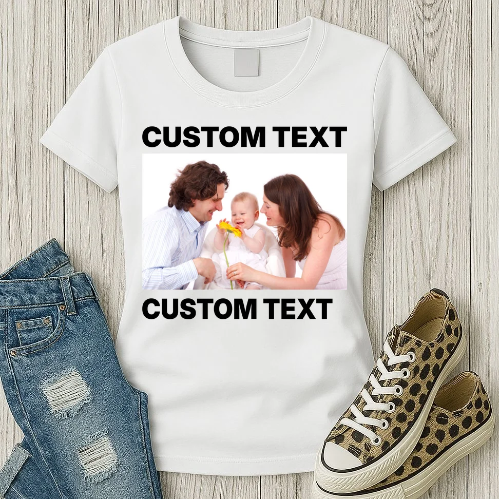 Custom Text Design or Photo Personalized Women's T-Shirt - Front 2