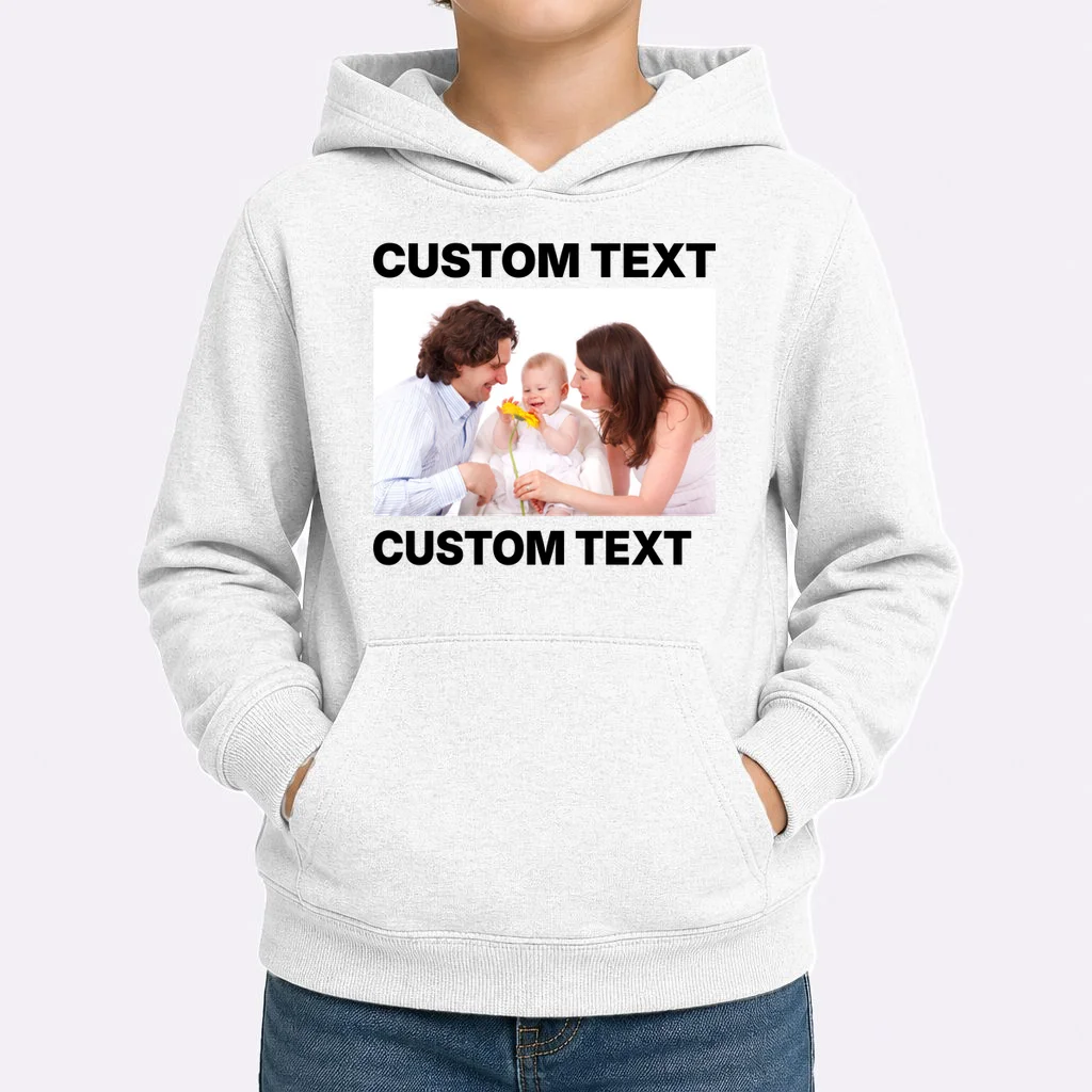 Custom Text Design or Photo Personalized Kids Hoodie - Front 1