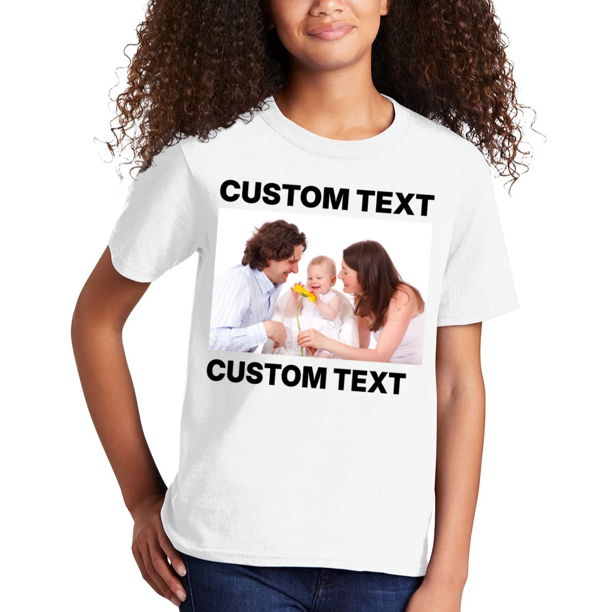 Custom Text Design or Photo Personalized Kids T-Shirt - Front 1